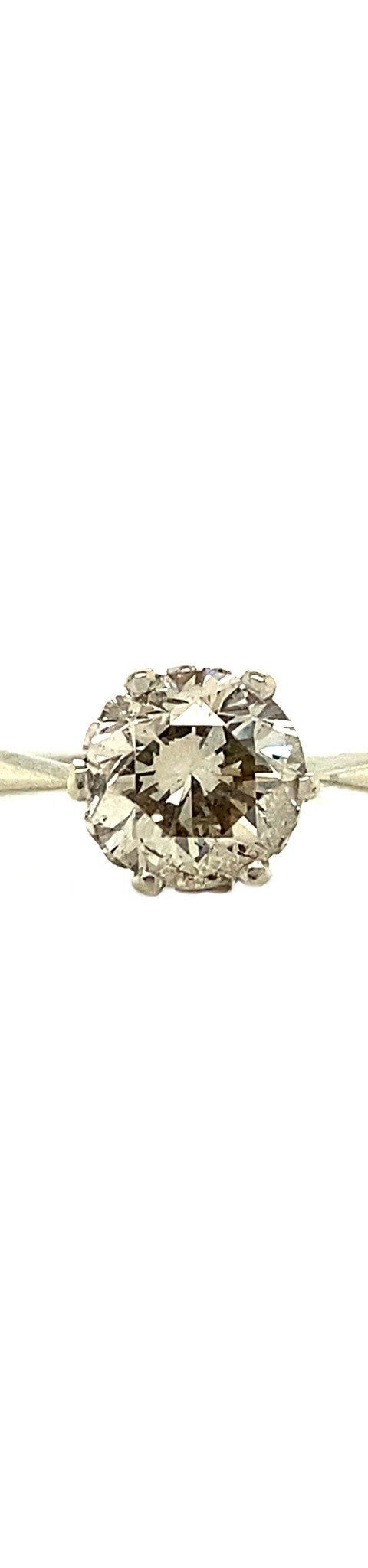 Vintage 14K White Gold Solitaire Ring with Diamond 0.90 ct